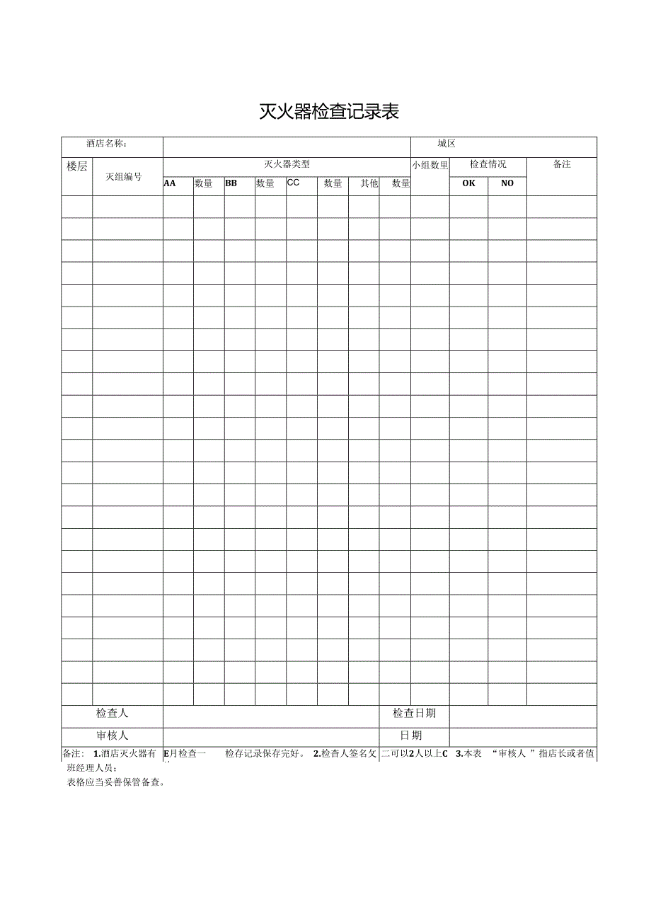 灭火器检查记录表.docx_第1页