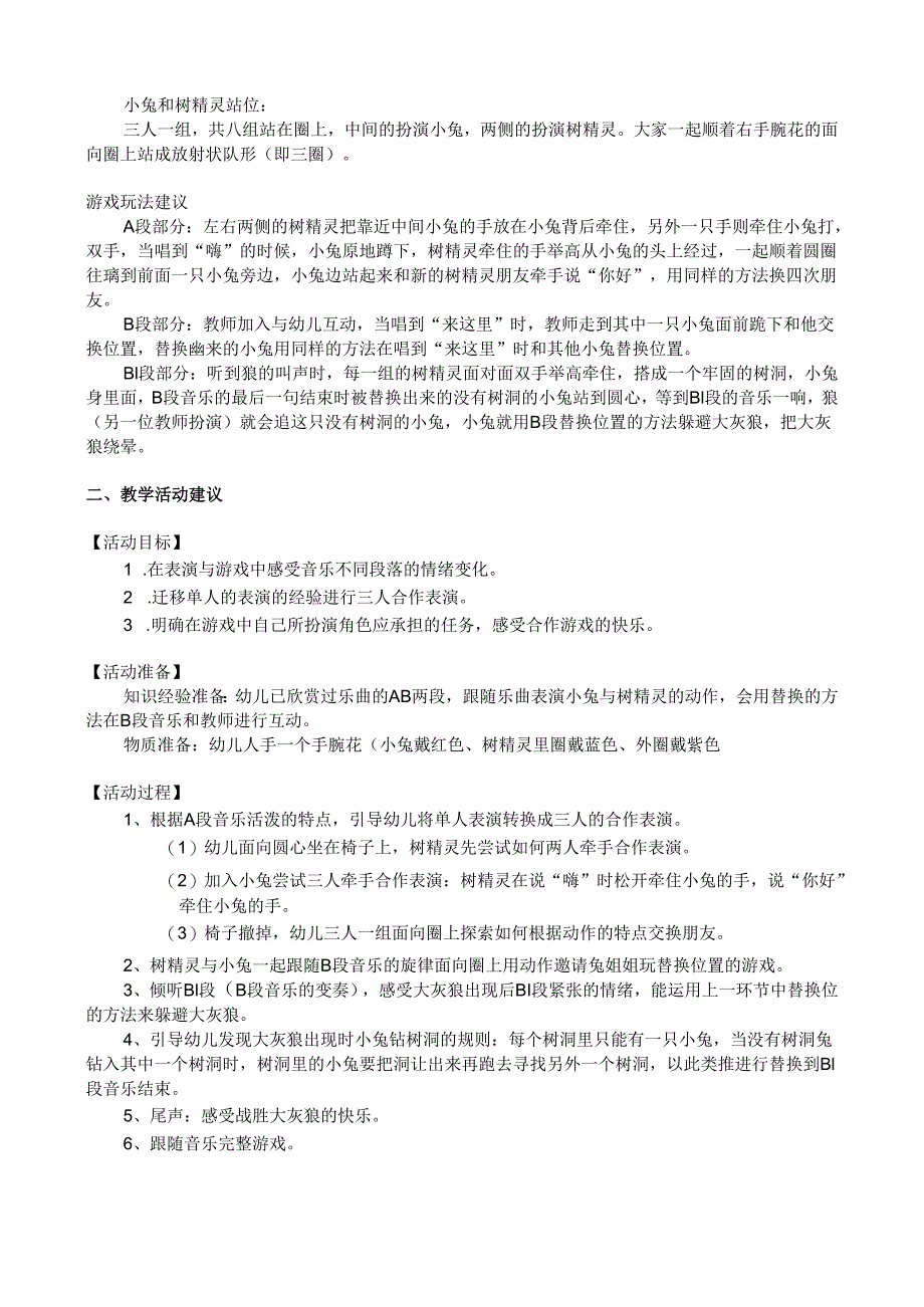 全国幼儿园音乐教育研讨会专题讲座：大班韵律游戏小兔和树精灵（第二层次）.docx_第2页