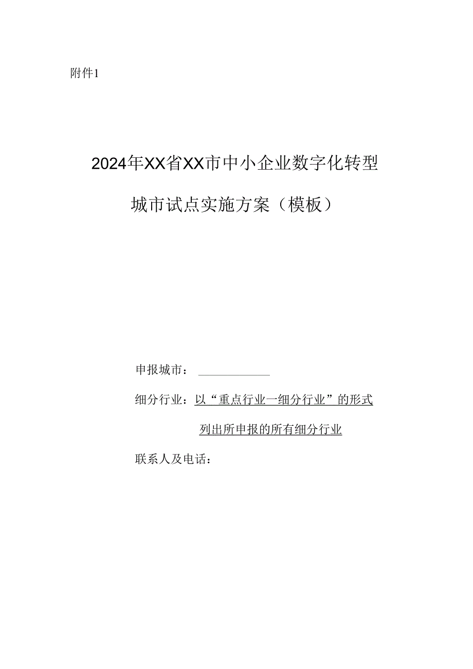 2024年XX省XX市中小企业数字化转型城市试点实施方案（模板）.docx_第1页