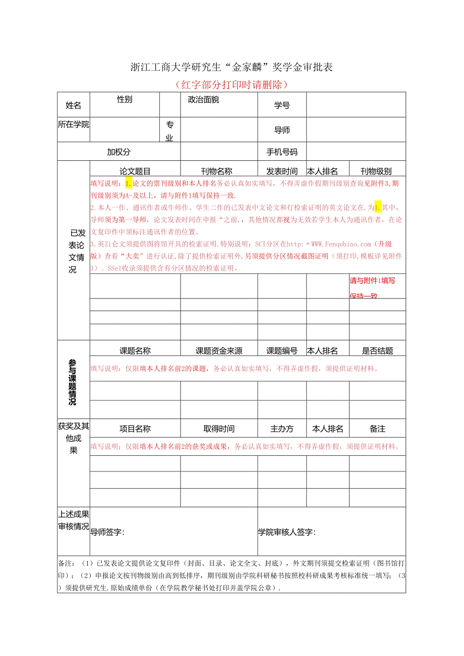 200 －200 年度浙江工商大学优秀研究生审批表.docx_第1页