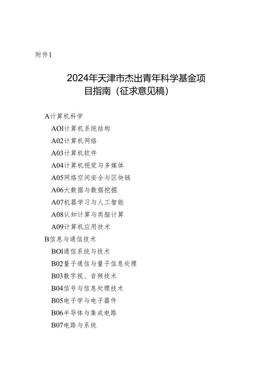 2024年天津市杰出青年科学基金项目指南（征求意见稿）.docx_第1页