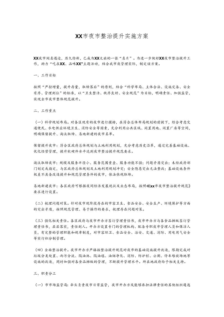 XX市夜市整治提升实施方案.docx_第1页
