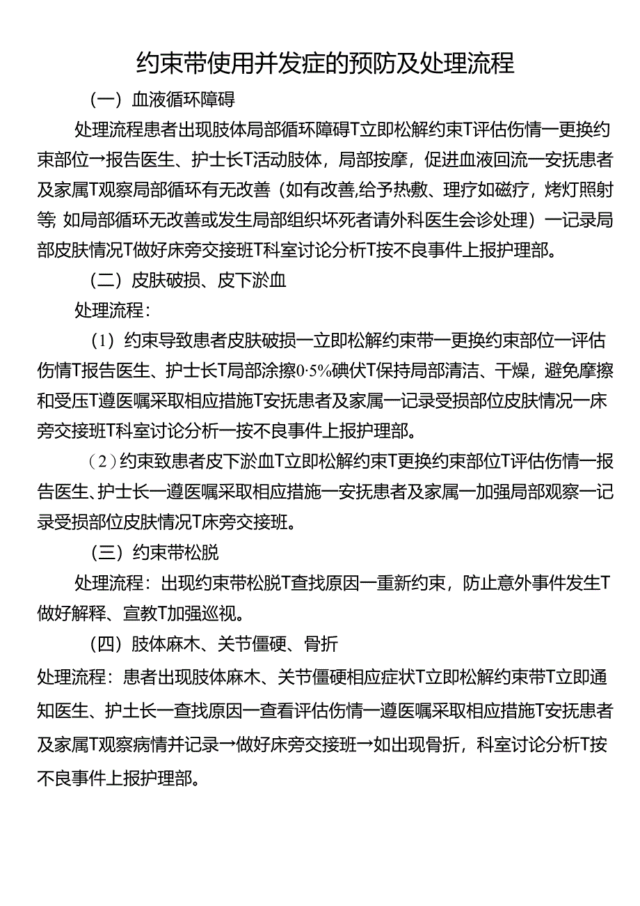 约束带使用并发症的预防及处理流程.docx_第1页