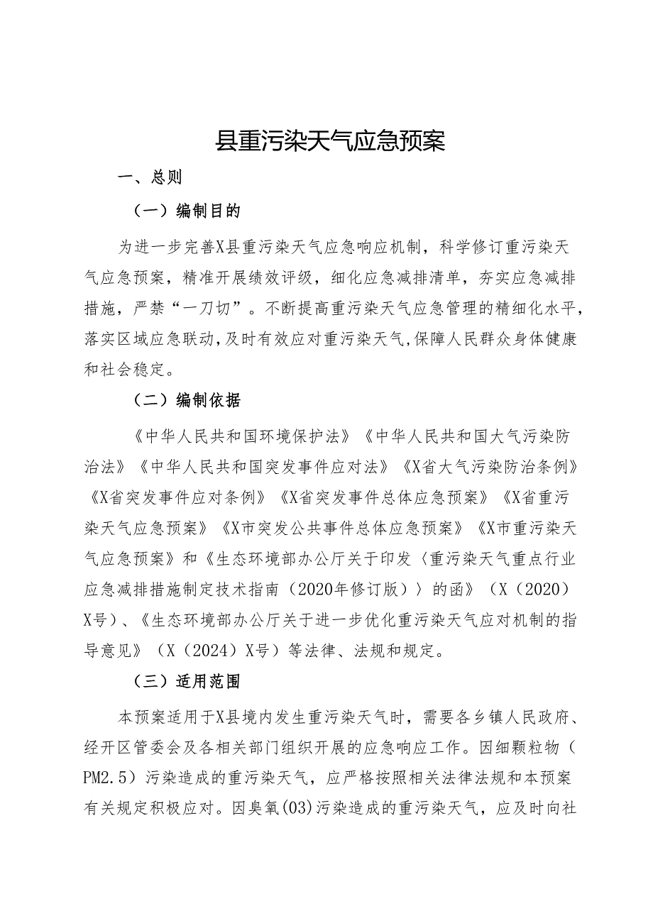 县重污染天气应急预案.docx_第1页