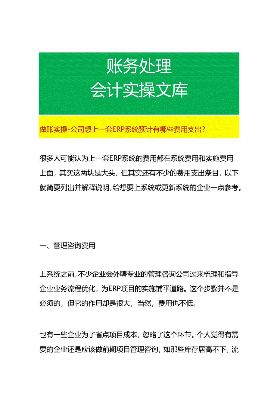 做账实操-公司想上一套ERP系统预计有哪些费用支出.docx_第1页