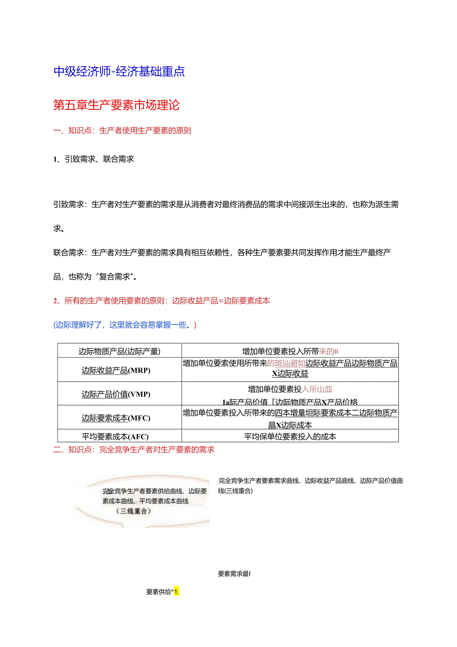 2024年中级经济基础 第五章 生产要素市场理论.docx_第1页