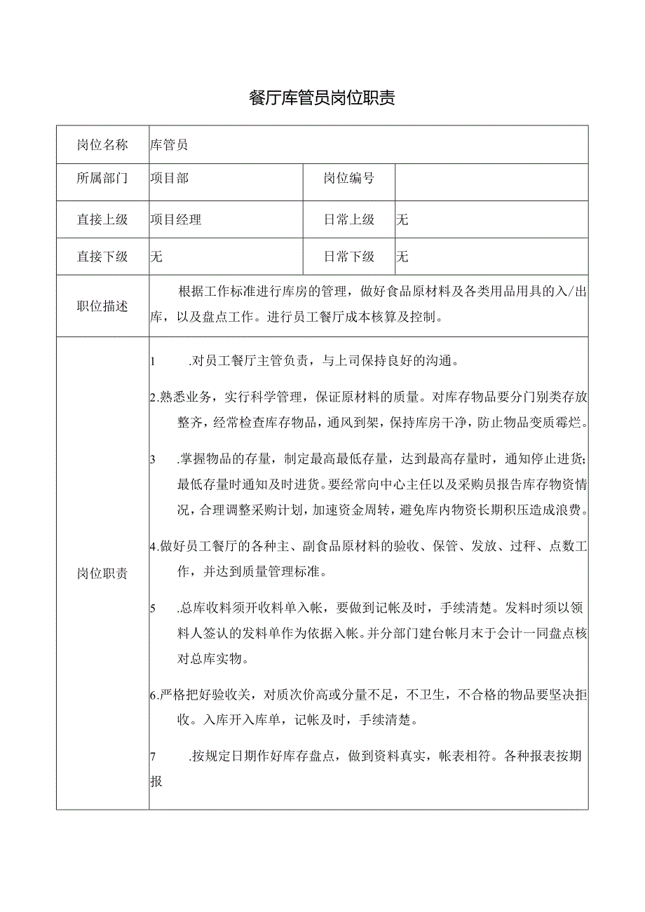 餐厅库管员岗位职责.docx_第1页