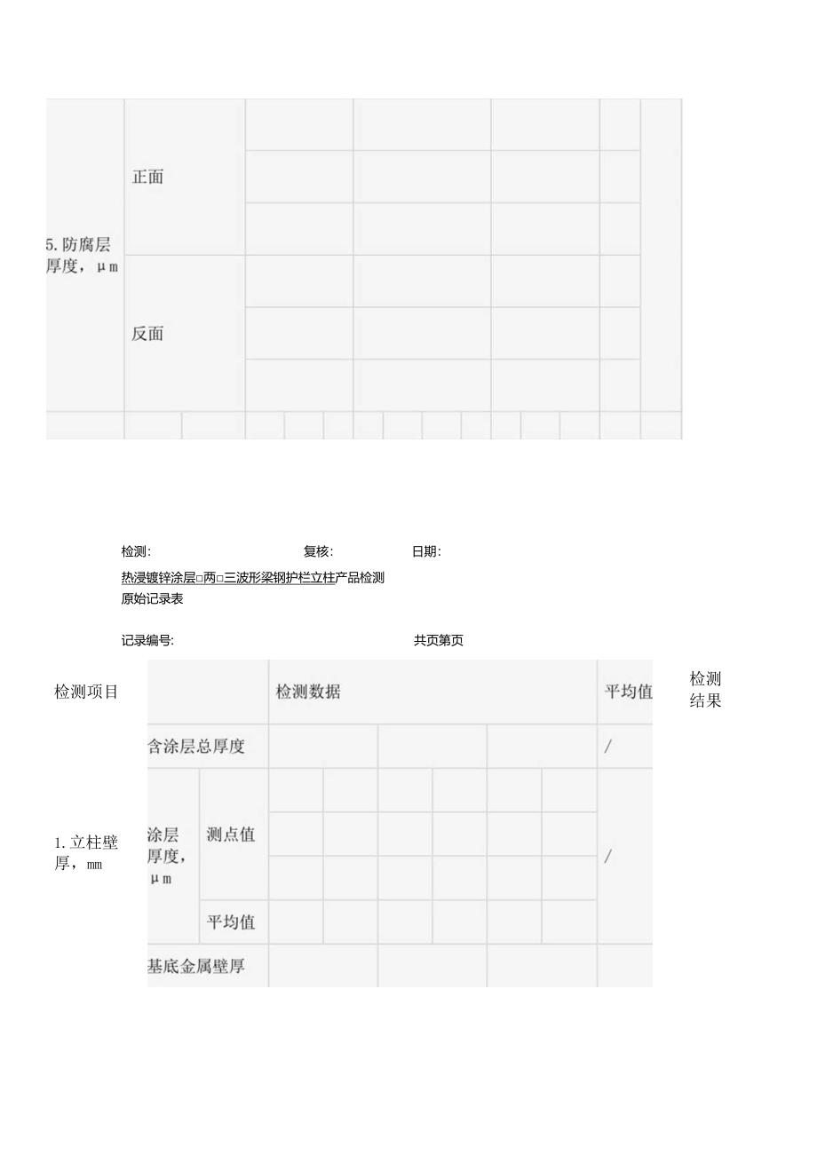 原始记录表公路波形梁钢护栏产品检测原始记录表.docx_第3页