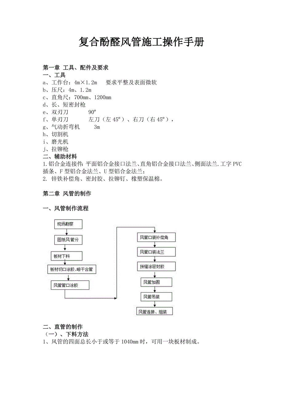 复合酚醛风管施工操作手册.doc_第1页