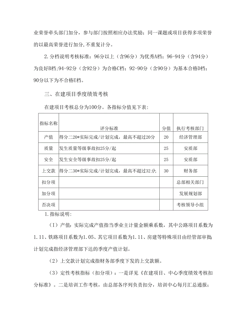 中铁工程公司季度单位绩效考核管理办法.docx_第3页