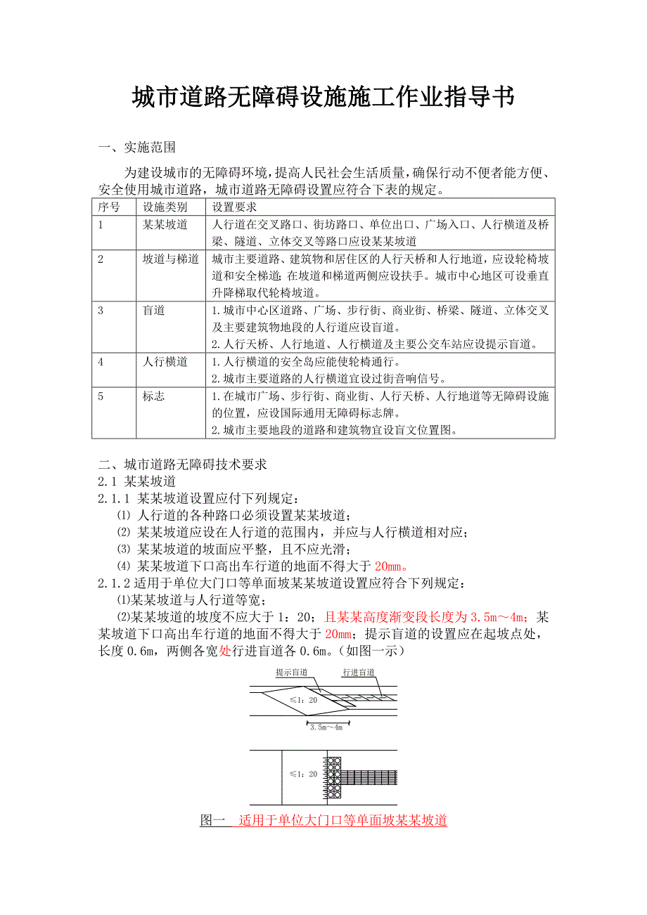 城市道路无障碍设施施工作业指导书.doc_第1页