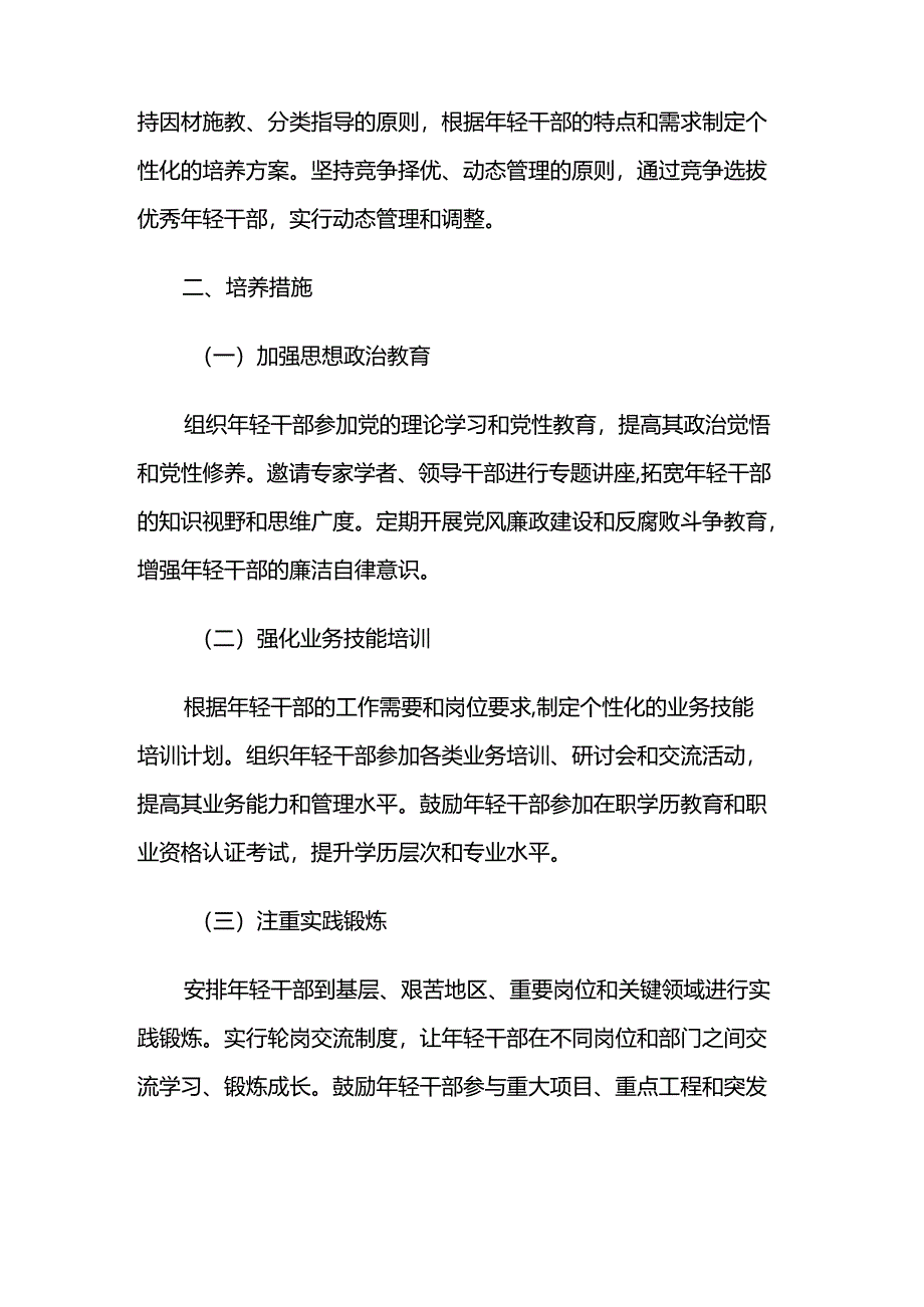 2024某市年轻干部培养计划的实施方案两篇.docx_第2页