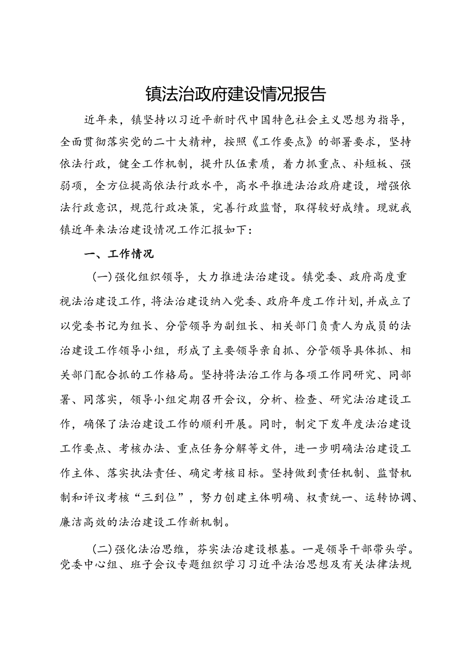 镇法治政府建设情况报告.docx_第1页