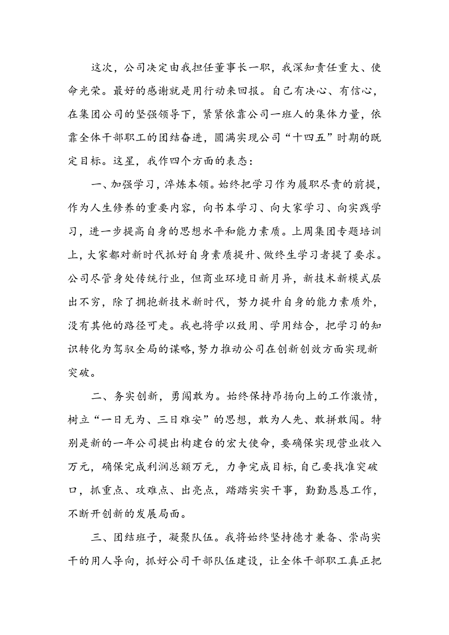 公司（企业）负责人任职表态发言.docx_第2页