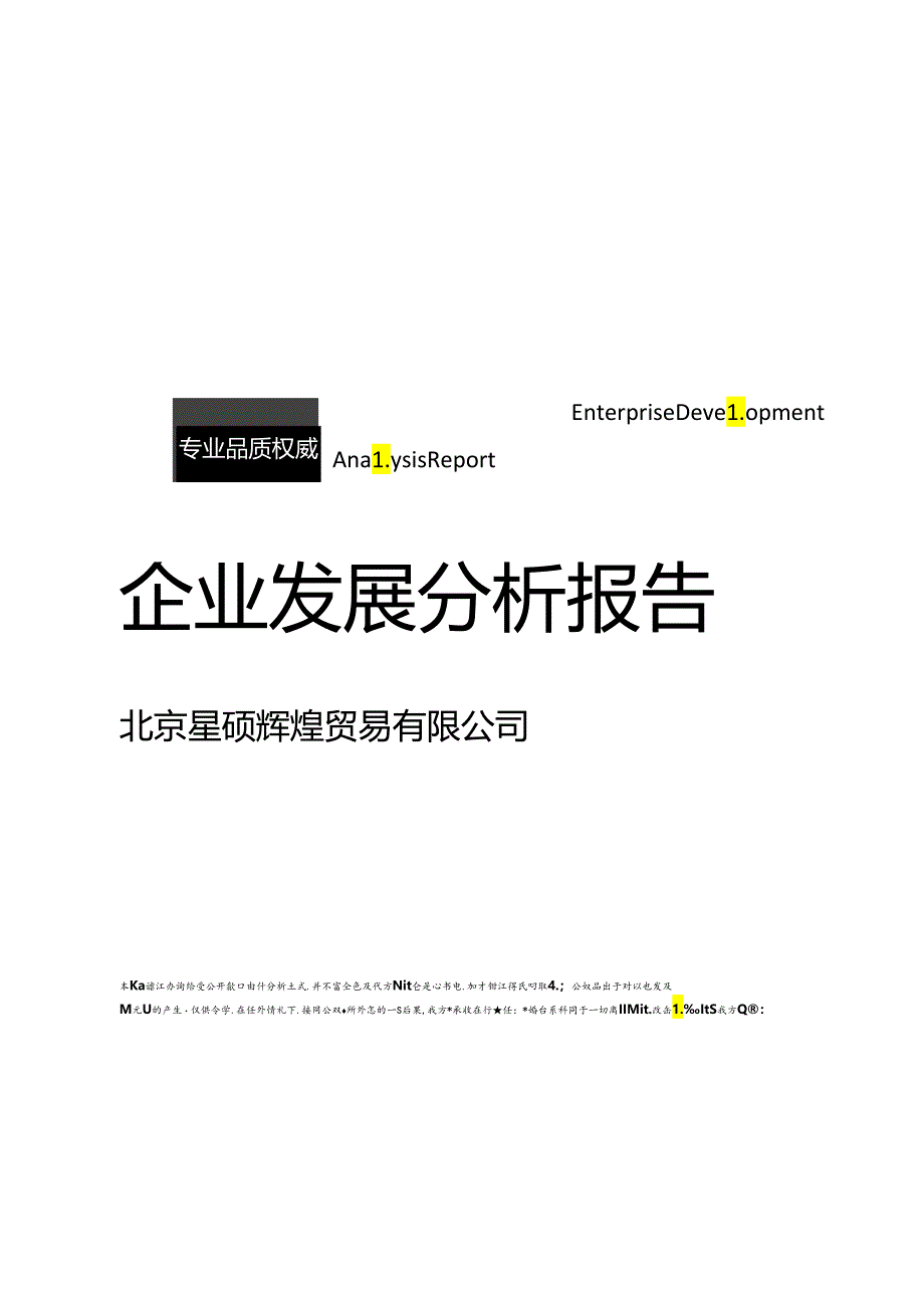 北京星硕辉煌贸易有限公司介绍企业发展分析报告.docx_第1页