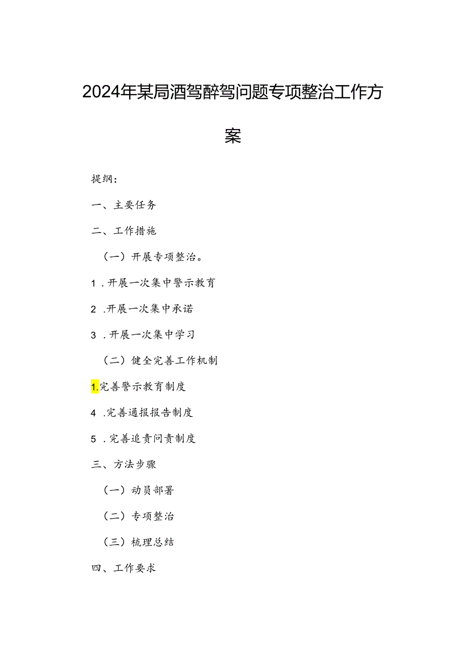 2024年某局酒驾醉驾问题专项整治工作方案.docx_第1页