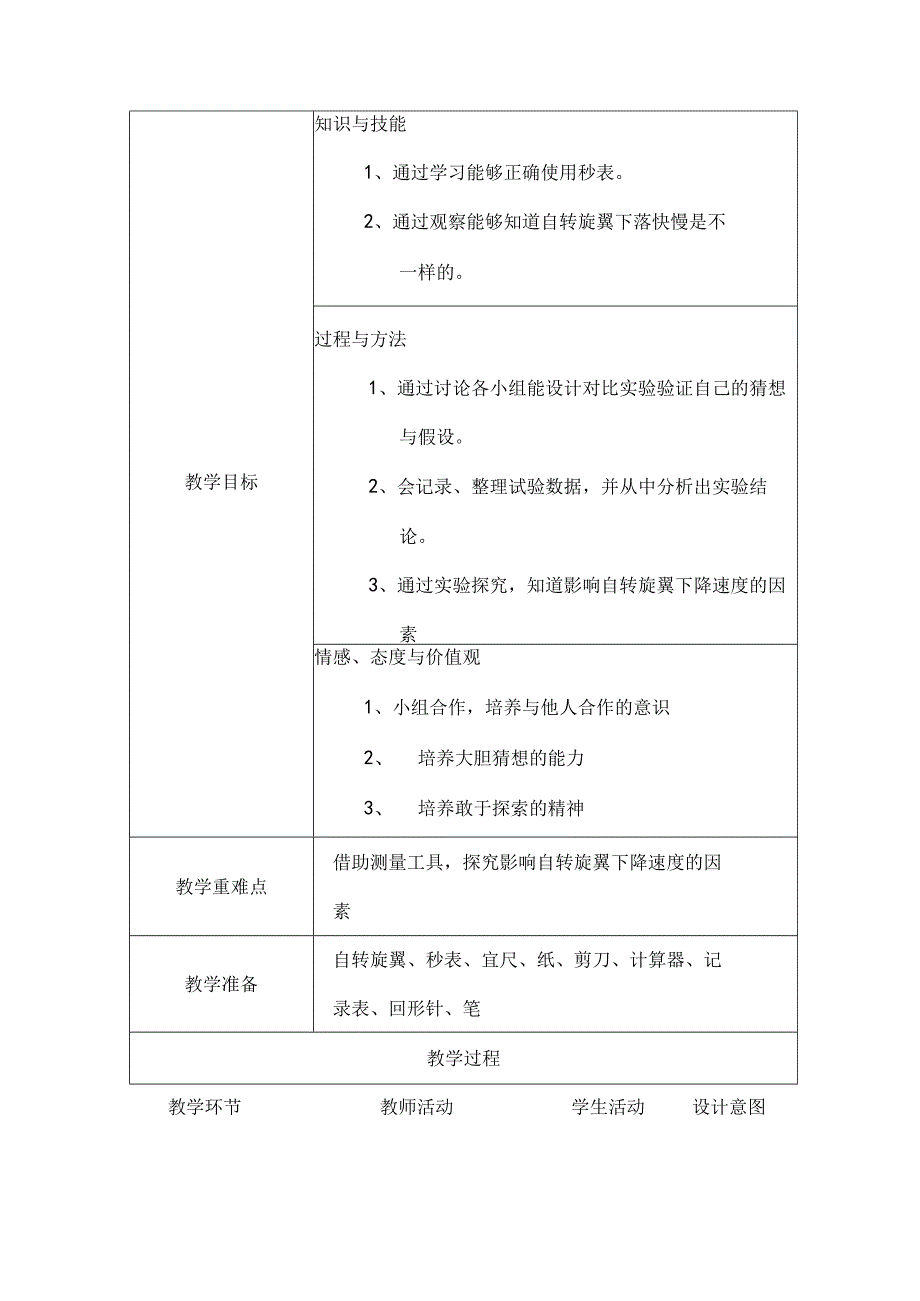 小学教学：3 教学设计-大象版 小学《科学》三年级上册《自转旋翼》 .docx_第2页