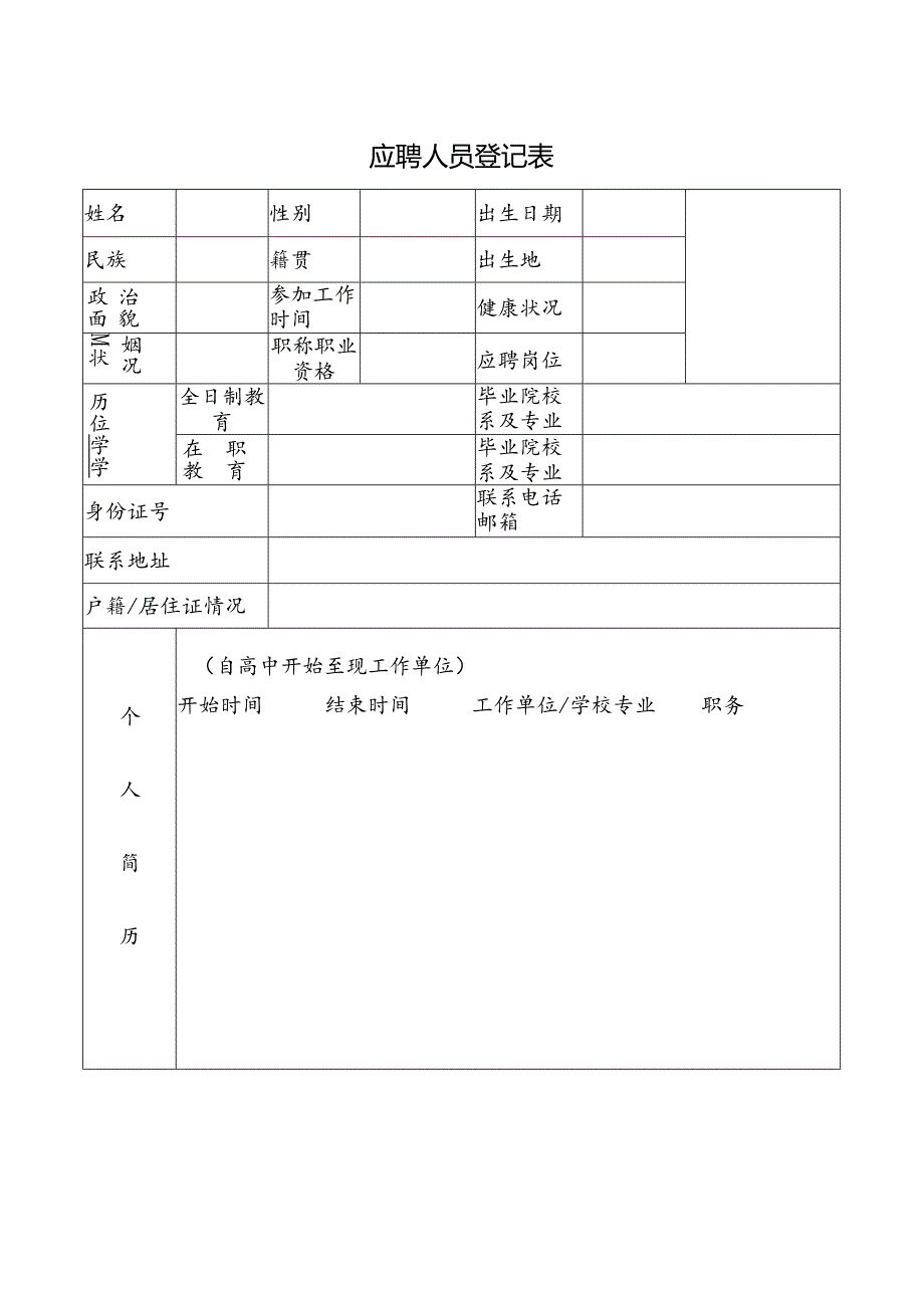 应聘人员登记表.docx_第1页