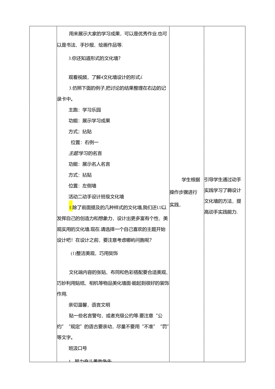 川民版劳动教育四上 第15课《设计班级文化墙》 教案.docx_第3页