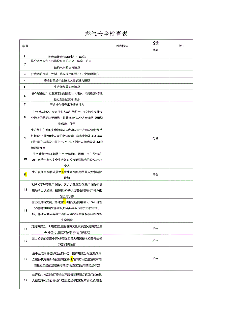 燃气安全检查表.docx_第1页