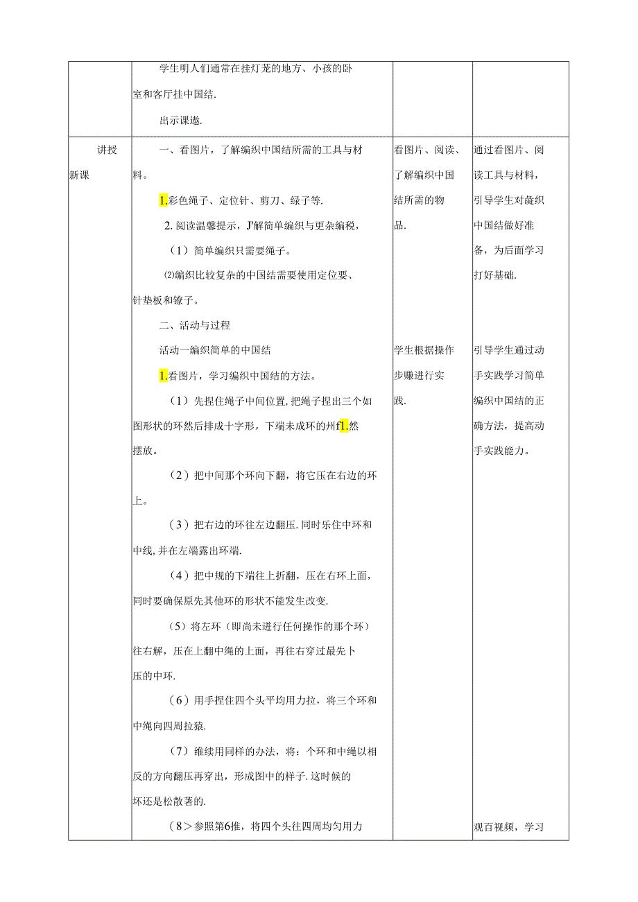 川民版劳动教育四上 第11课《编织中国结》教案.docx_第2页