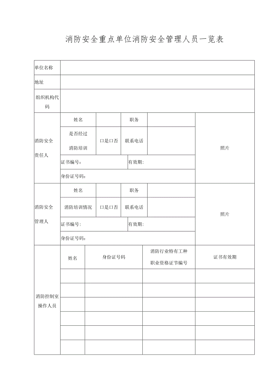 消防安全重点单位消防安全管理人员一览表.docx_第1页