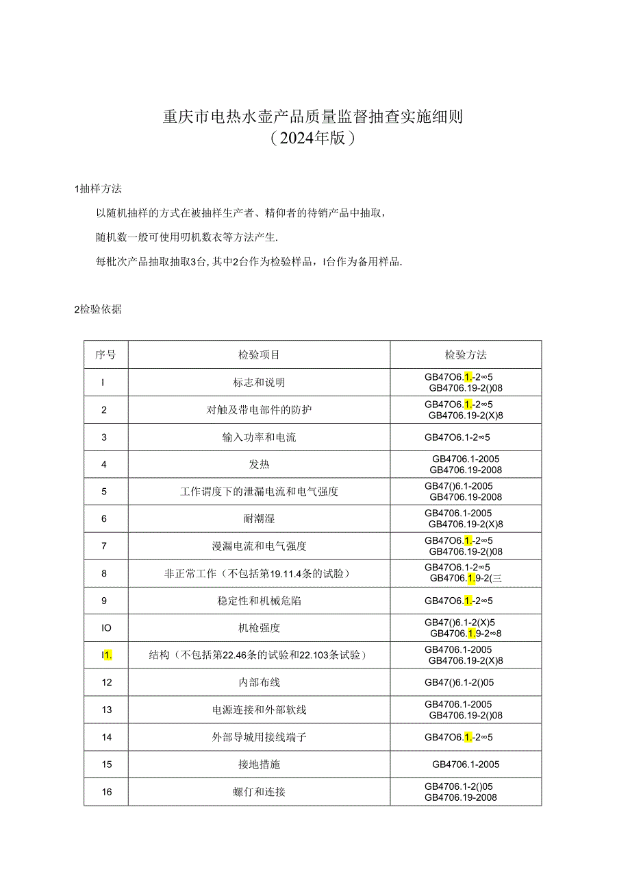 重庆市电热水壶产品质量监督抽查实施细则（2024年版）.docx_第1页