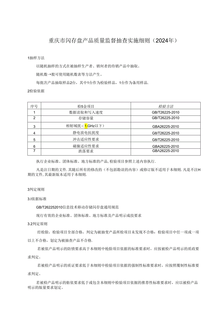 重庆市闪存盘产品质量监督抽查实施细则（2024年版）.docx_第1页