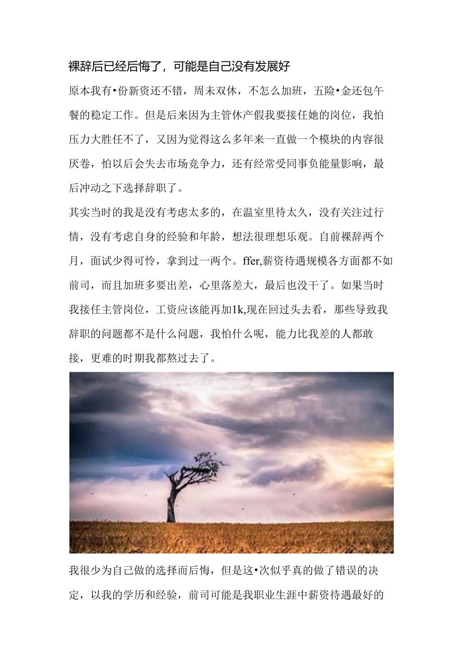 裸辞后已经后悔了可能是自己没有发展好.docx_第1页