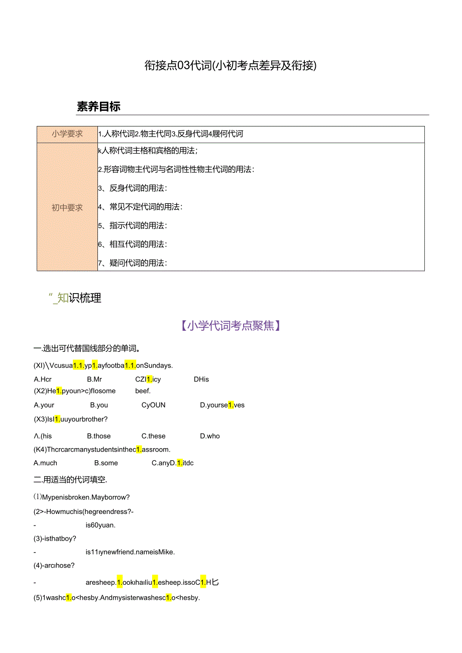 衔接点03 代词（小初考点差异及衔接）.docx_第1页