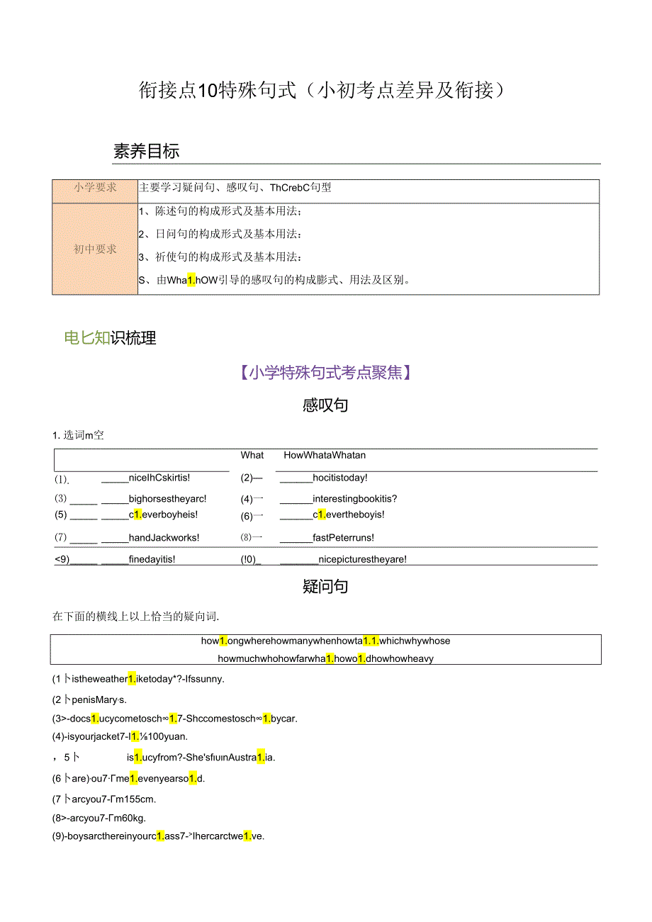 衔接点10 特殊句式（小初考点差异及衔接）.docx_第1页