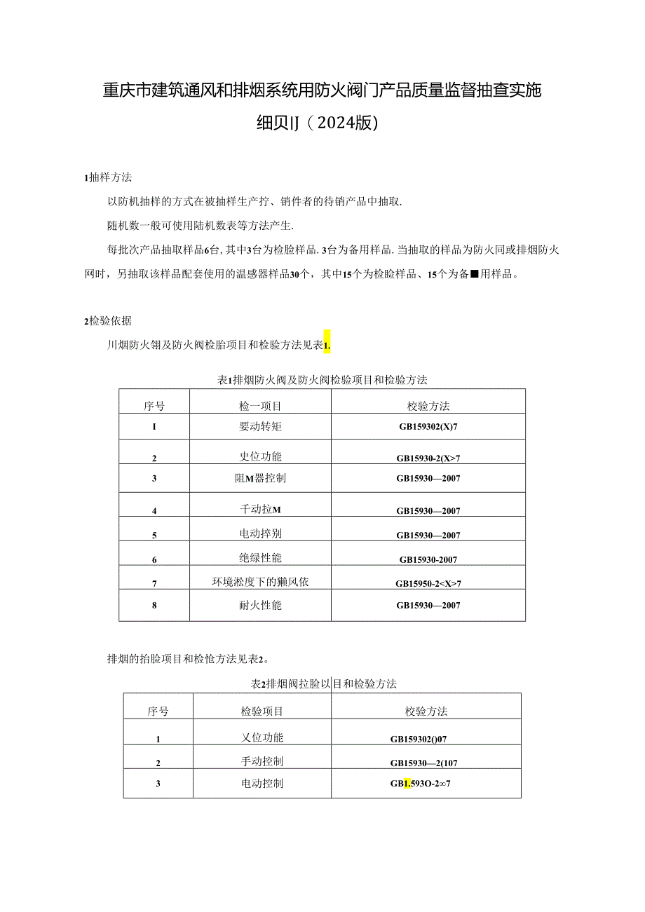 重庆市建筑通风和排烟系统用防火阀门产品质量监督抽查实施细则（2024年）.docx_第1页