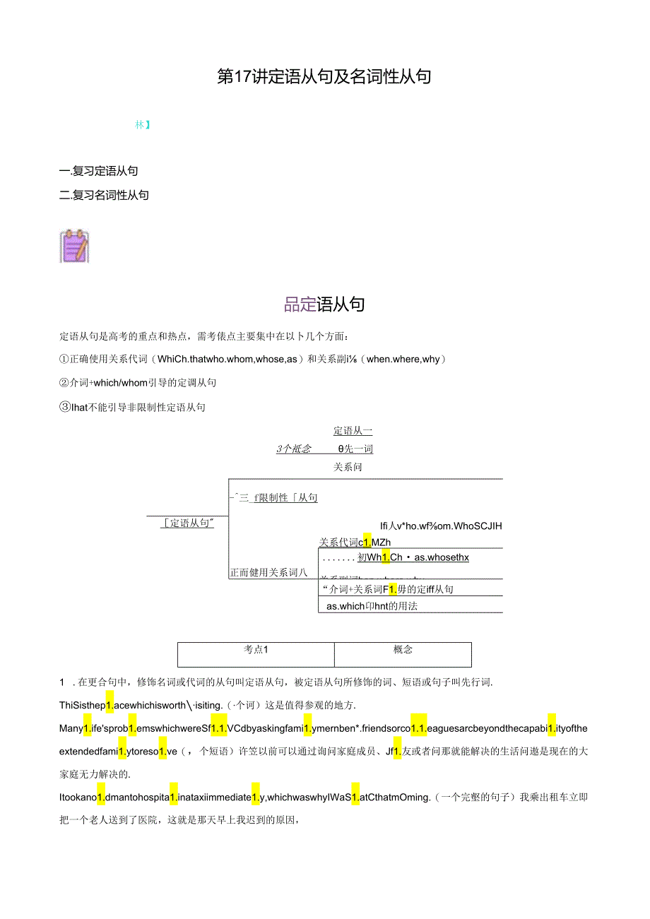 第17讲 语法过关二（定语从句及名词性从句）（教师版）.docx_第1页