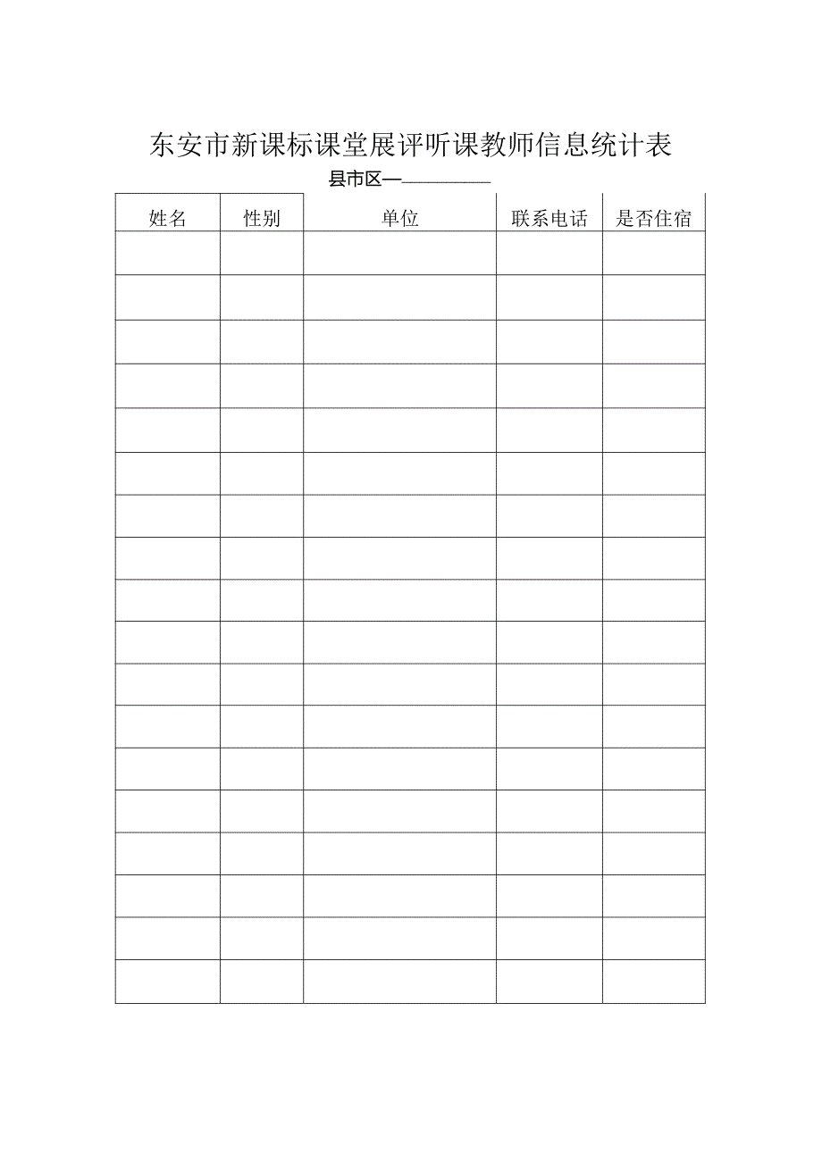 东安市新课标课堂展评听课教师信息统计表.docx_第1页