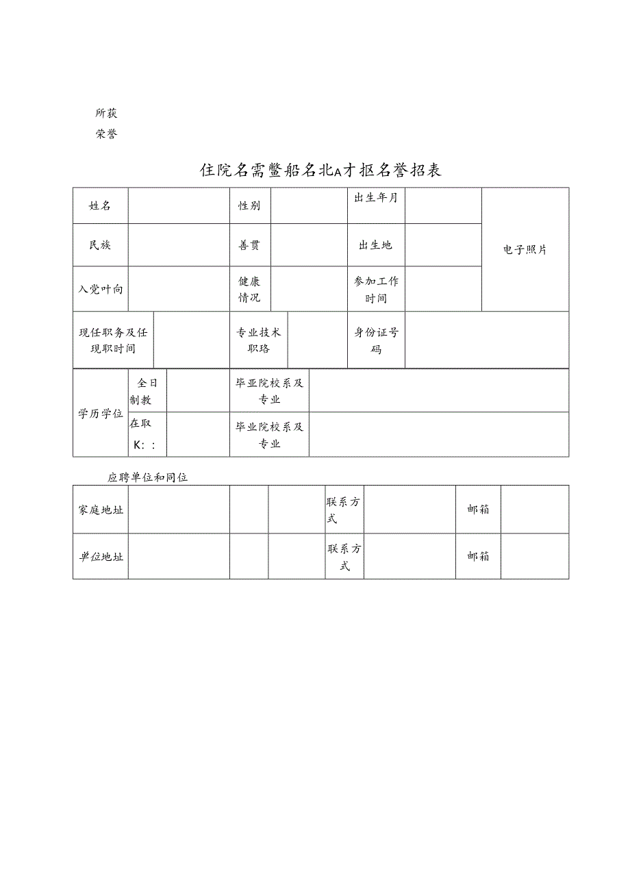 医院急需紧缺专业人才报名登记表.docx_第1页