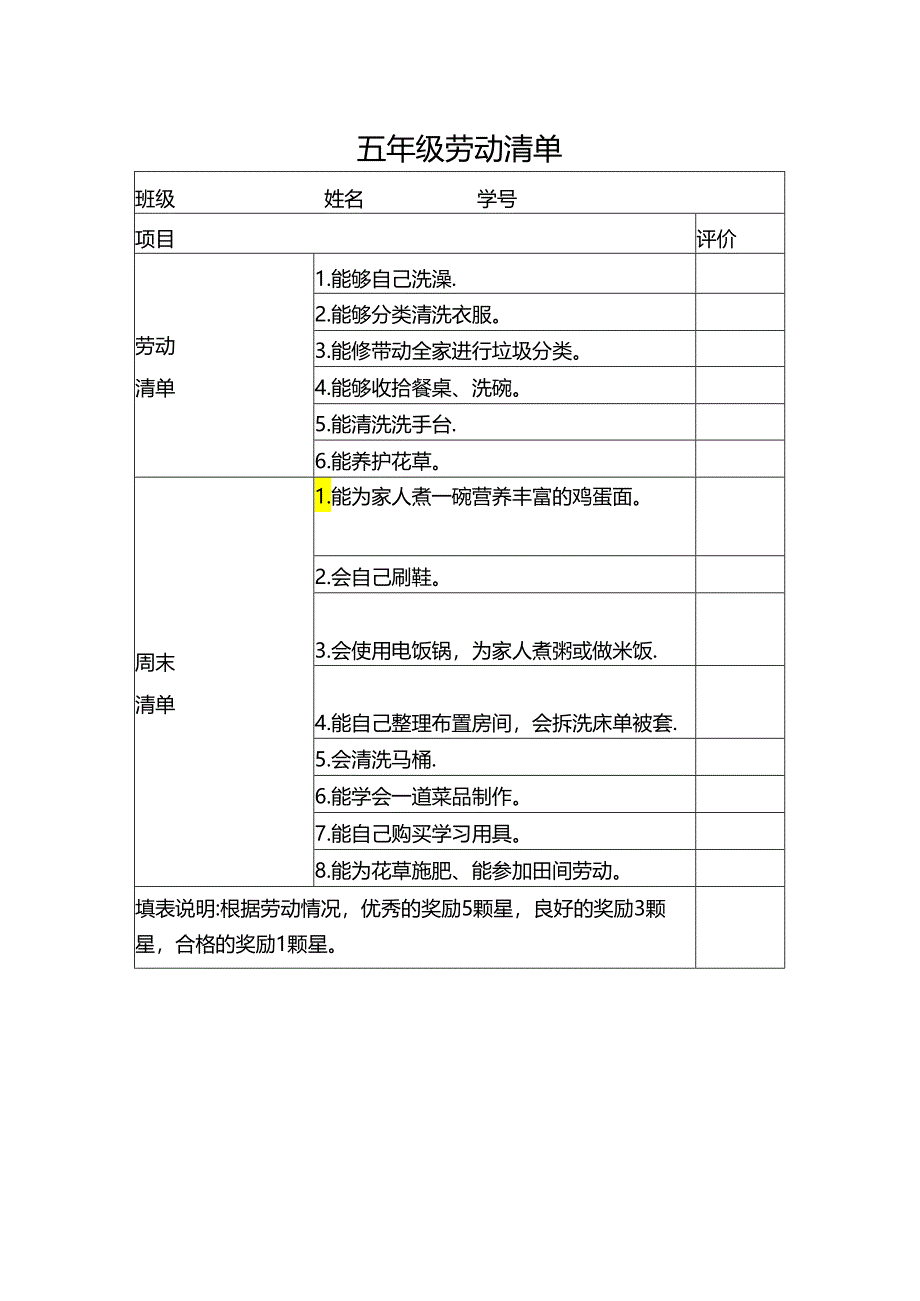 五年级劳动清单.docx_第1页