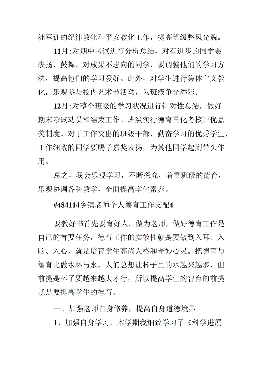 乡镇教师个人德育工作计划.docx_第2页