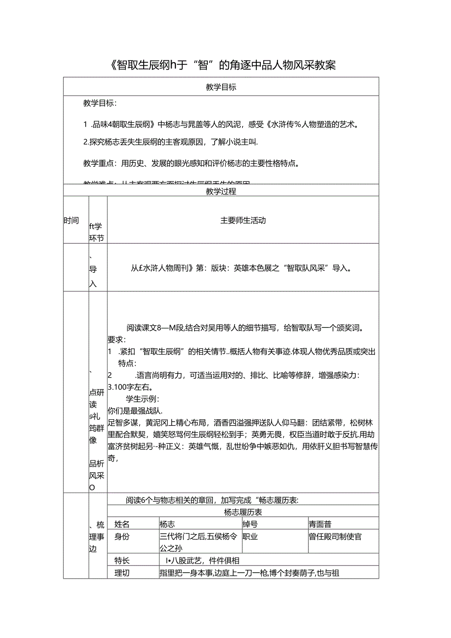 《智取生辰纲》：于“智”的角逐中品人物风采教案.docx_第1页