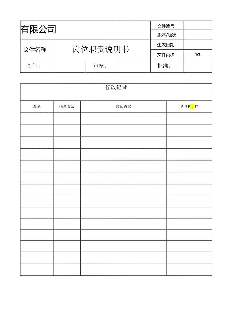 全套岗位职责说明书.docx_第1页