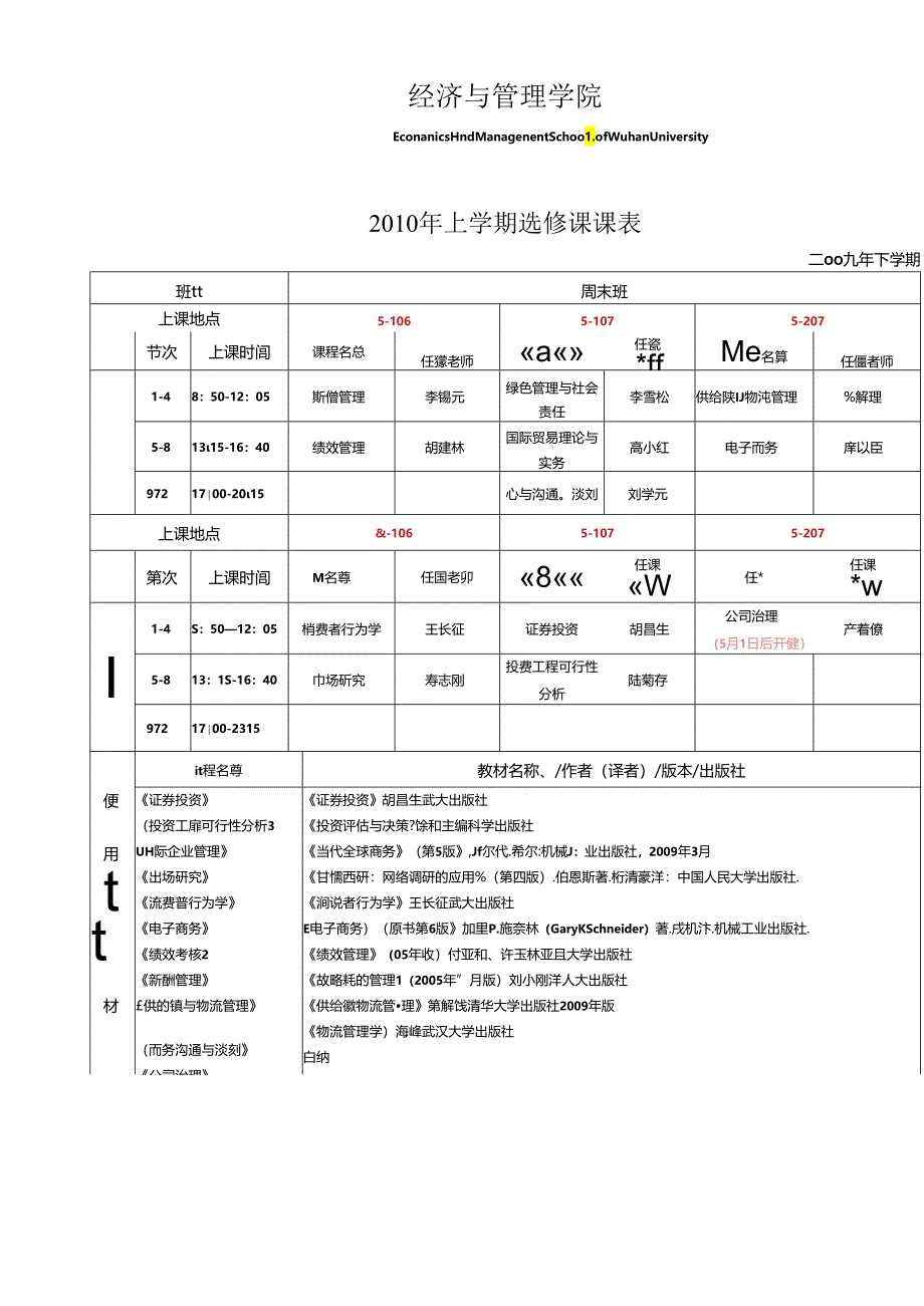 【课程表】XXXX年上学期选修课课表03-01-经济.docx_第1页