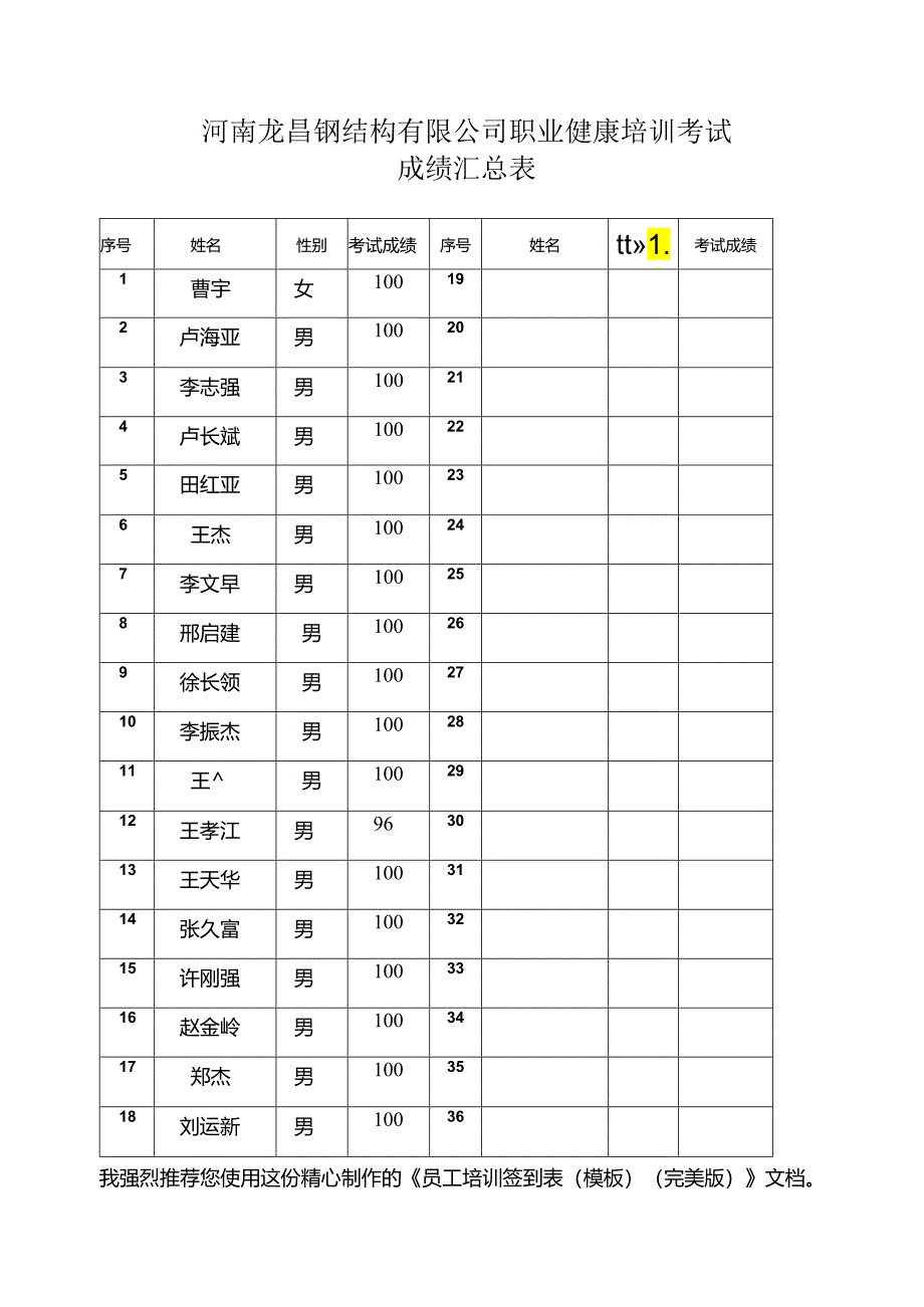 员工培训签到表(模板)（2024年）.docx_第2页