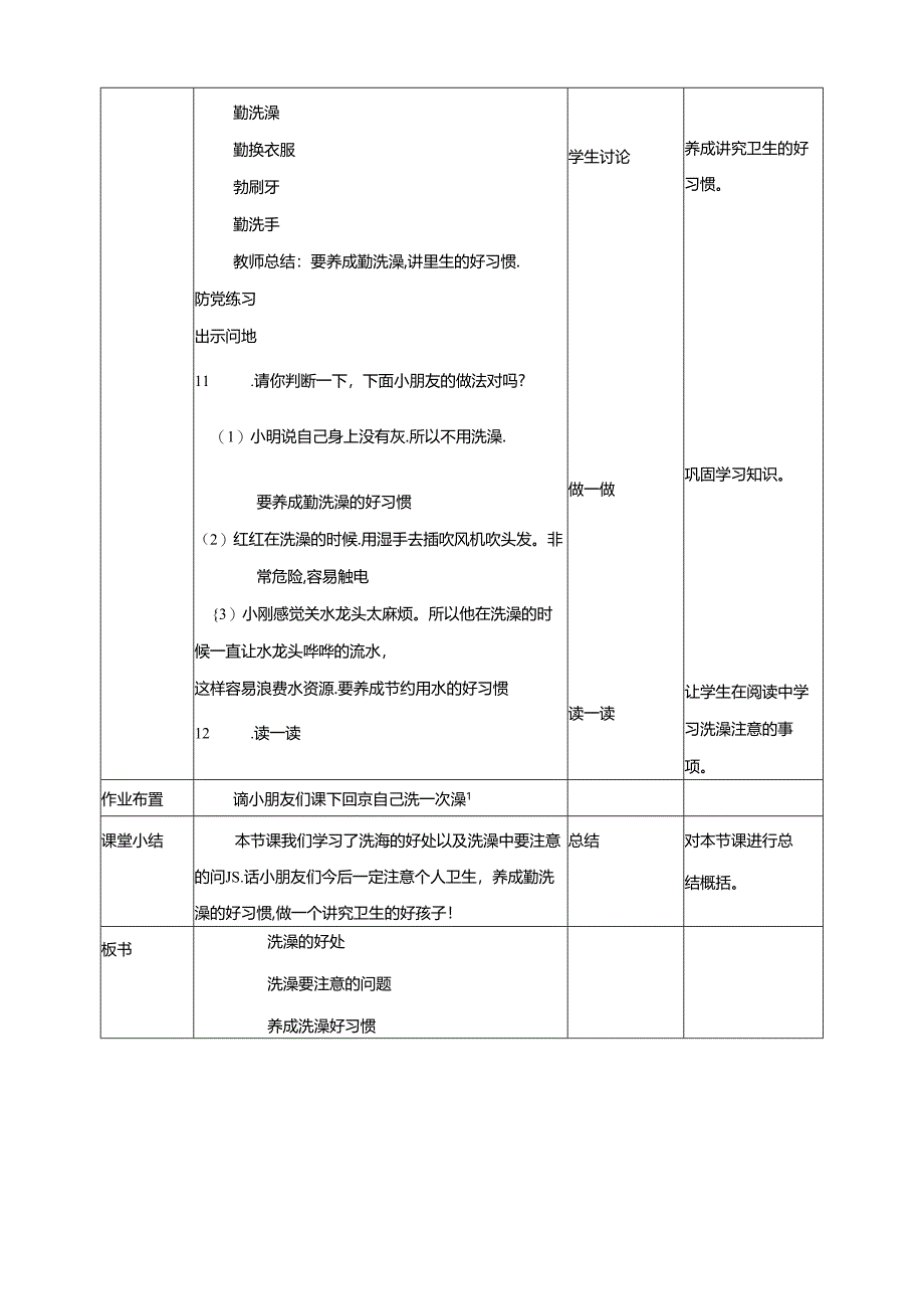 二年级文明礼仪教育第1单元第1课《注重卫生常洗澡》 教案.docx_第3页