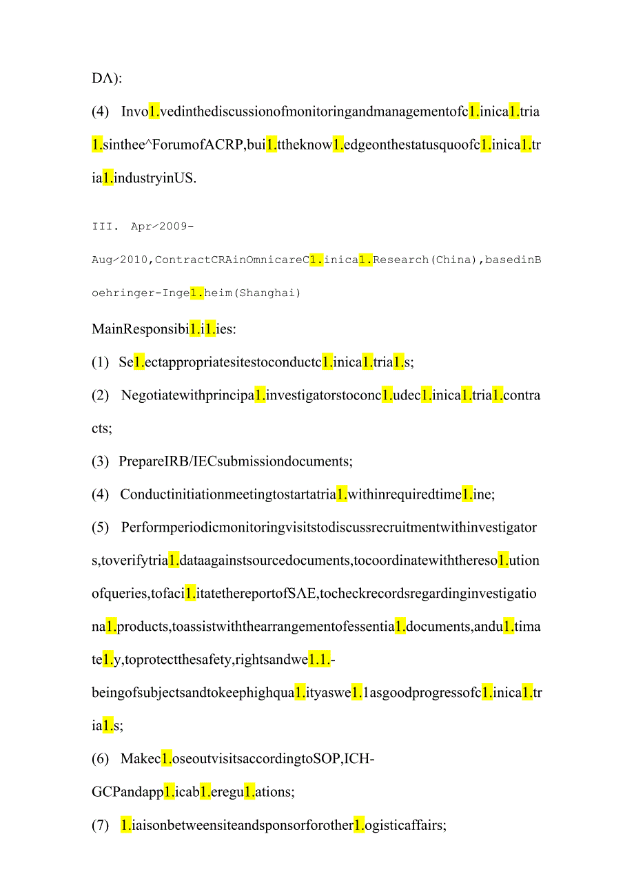 临床监查员CRA求职英文简历模版.docx_第3页