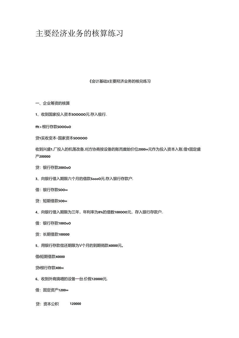 主要经济业务的核算练习.docx_第1页