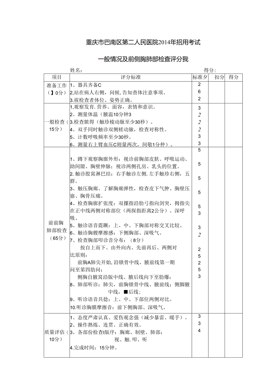 医院招聘医师技能考核标准(含b超哟).docx_第1页