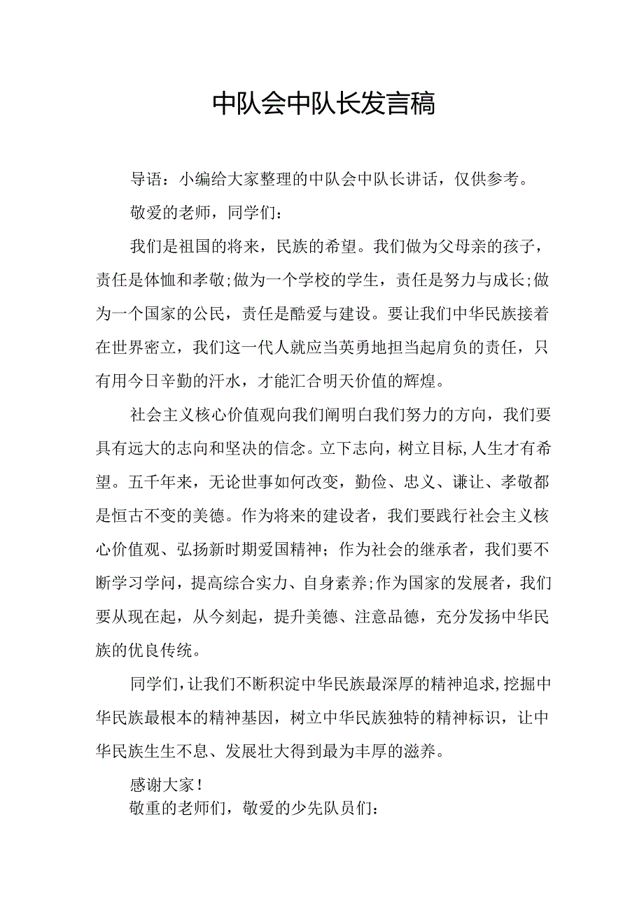 中队会中队长发言稿.docx_第1页