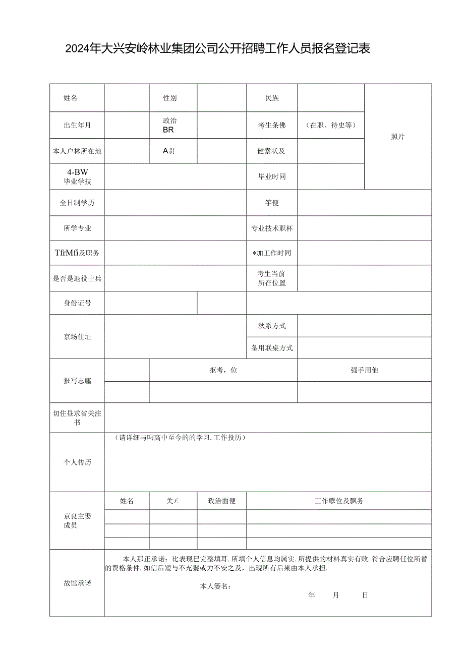 公开招聘工作人员报名登记表.docx_第1页