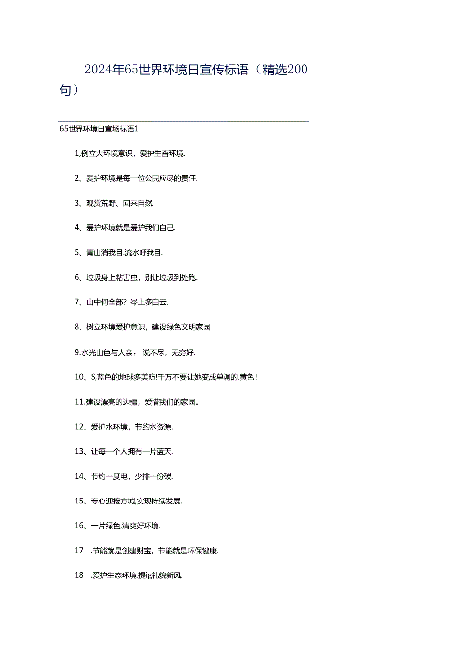 2024年65世界环境日宣传标语（精选200句）.docx_第1页