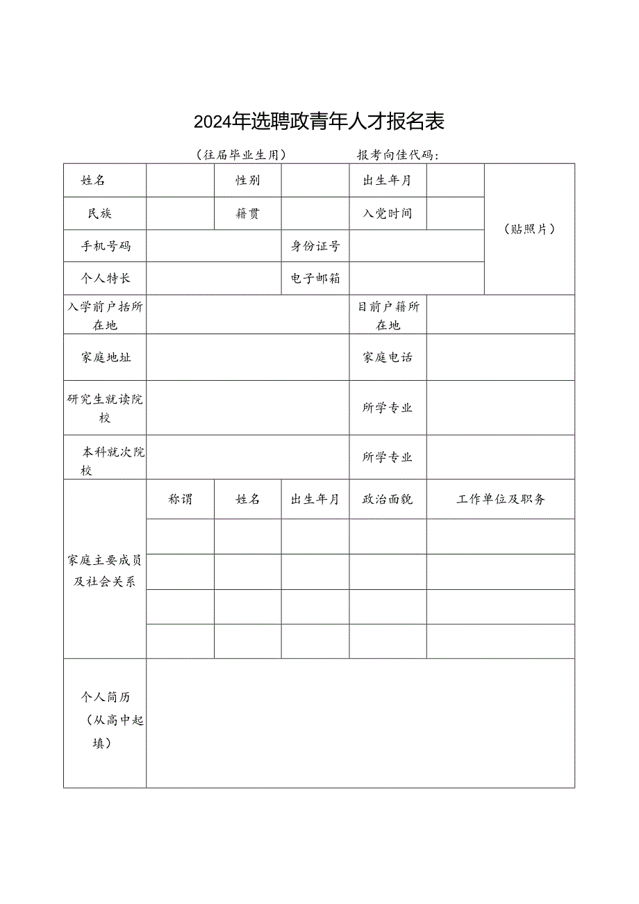 2024年选聘政青年人才报名表.docx_第1页