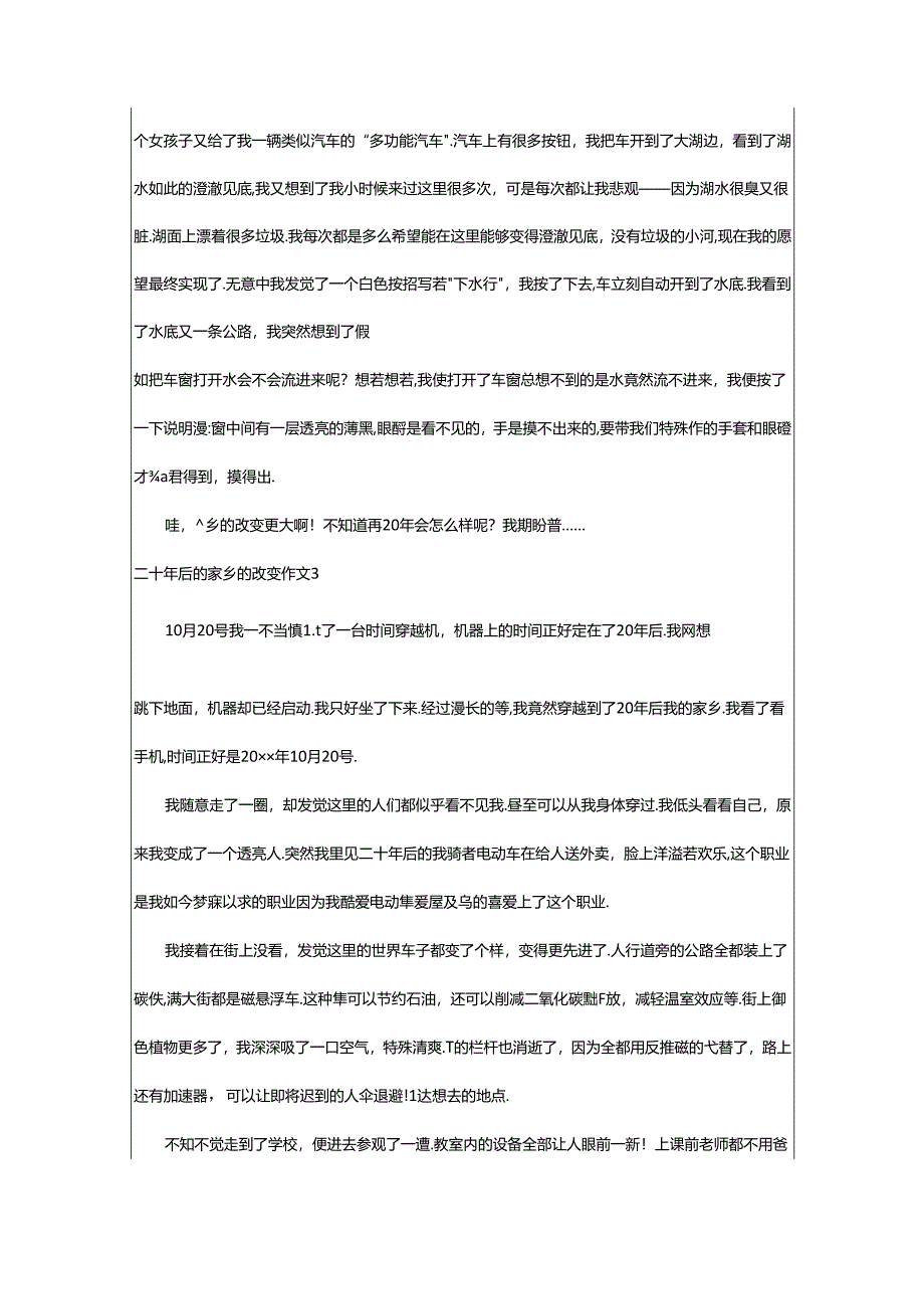 2024年二十年后的家乡的变化作文(集锦12篇).docx_第2页